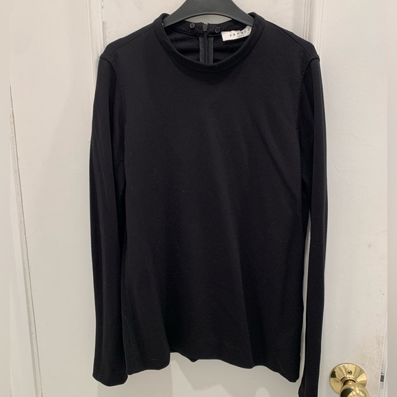 Sandro Paris black long sleeve top with lace collar. Size 1 (Small) - Picture 3 of 5